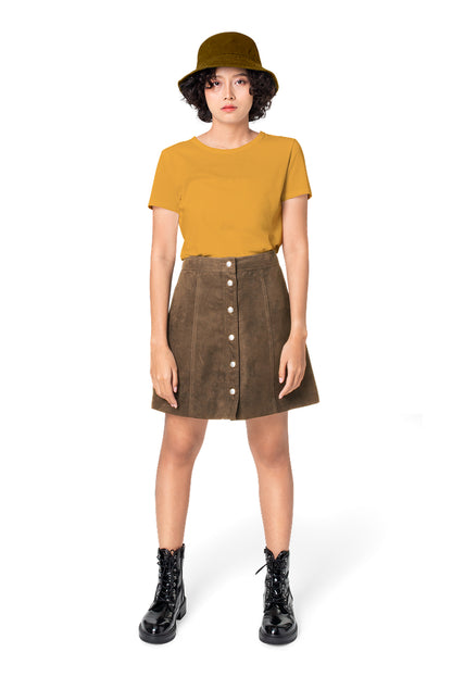 Black Button-Front A-Line Mini Skirt
