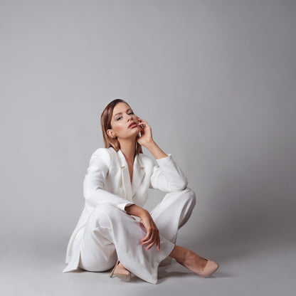 Elegant White Blazer Set