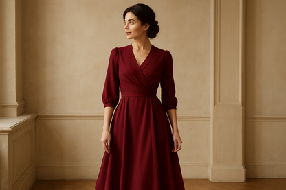 Burgundy Red Wrap Dress