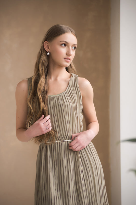 Pleated Elegance Sleeveless Dress