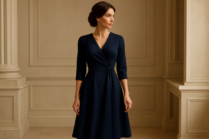 Navy Blue Wrap Dress