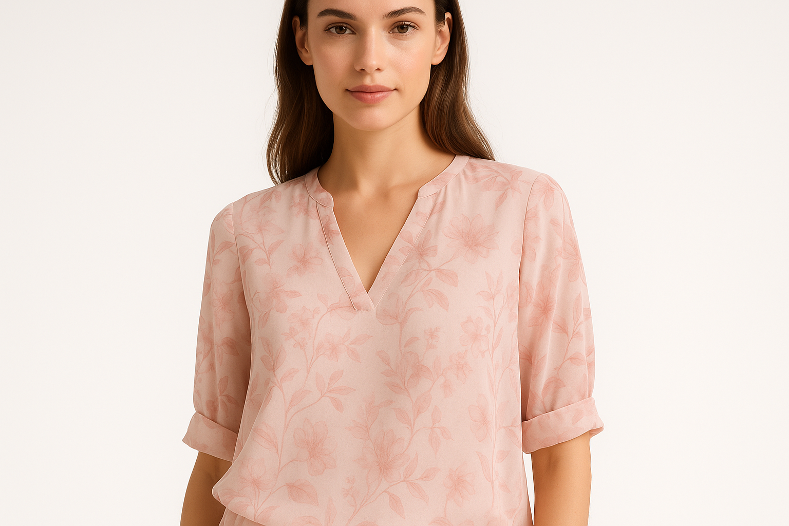 Pink Floral Chiffon Blouse