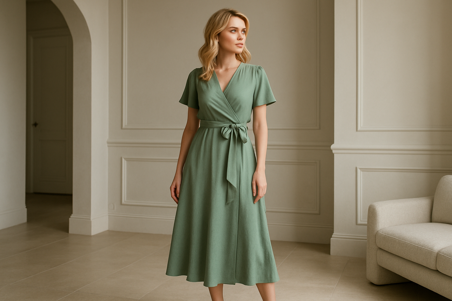 Sage Green Wrap Dress