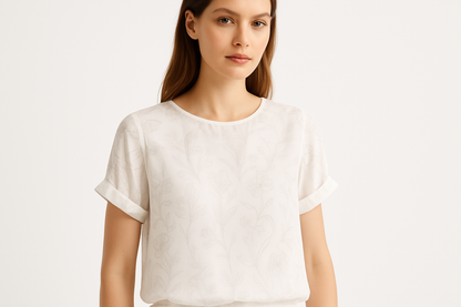 White Floral Chiffon Blouse